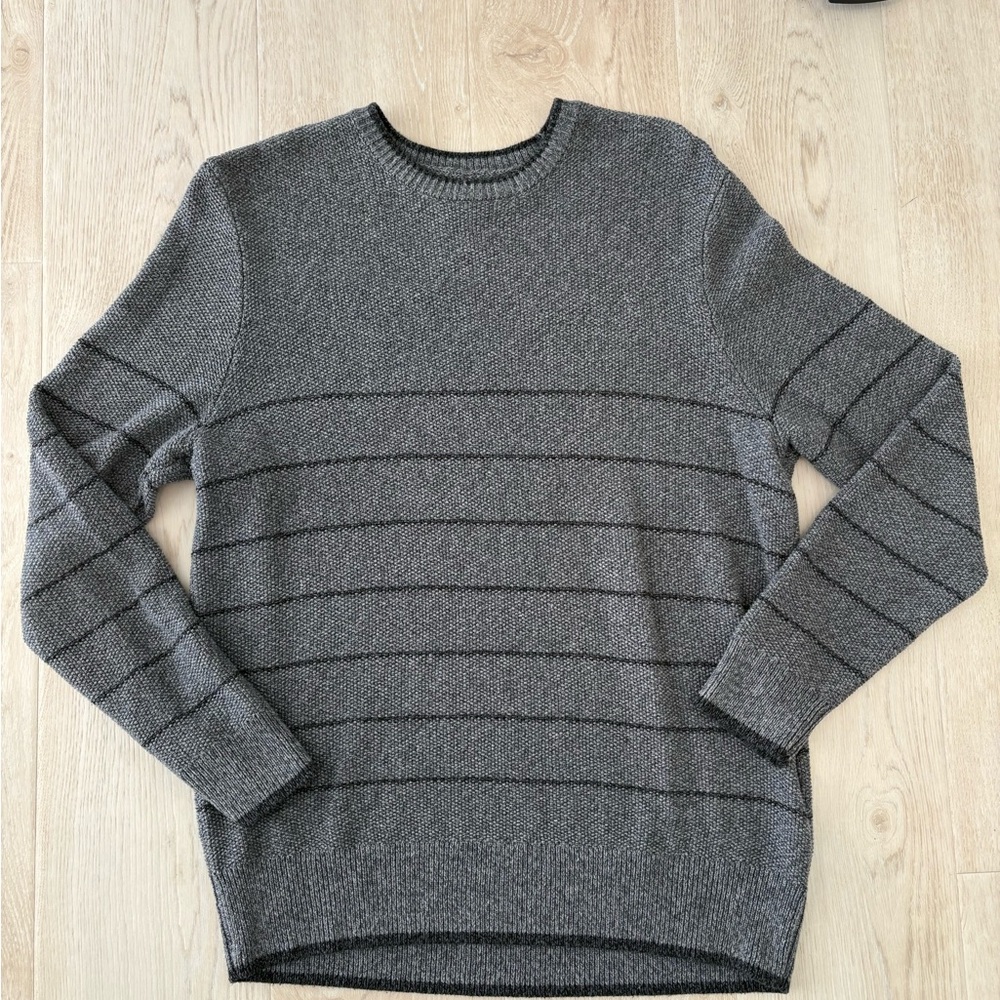 PAIGE Knit Charcoal Striped Crewneck Sweater Sz L